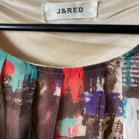 J&Red Multicolor Abstract Sheer, Lined Ruffle Sleeve Dress Tunic - Picture 3 of 5